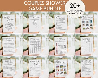 Minimalist Couples Shower Game Bundle, Modern Wedding Shower Games Printable Template, Personalize  Shower Games and Activities Editable