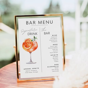Szablon znaku Signature Drink, Szablon menu Single Signature Drink Bar, Plakat znaku Cocktail Bar, Nowoczesny wystrój weselny Baby Bridal Shower