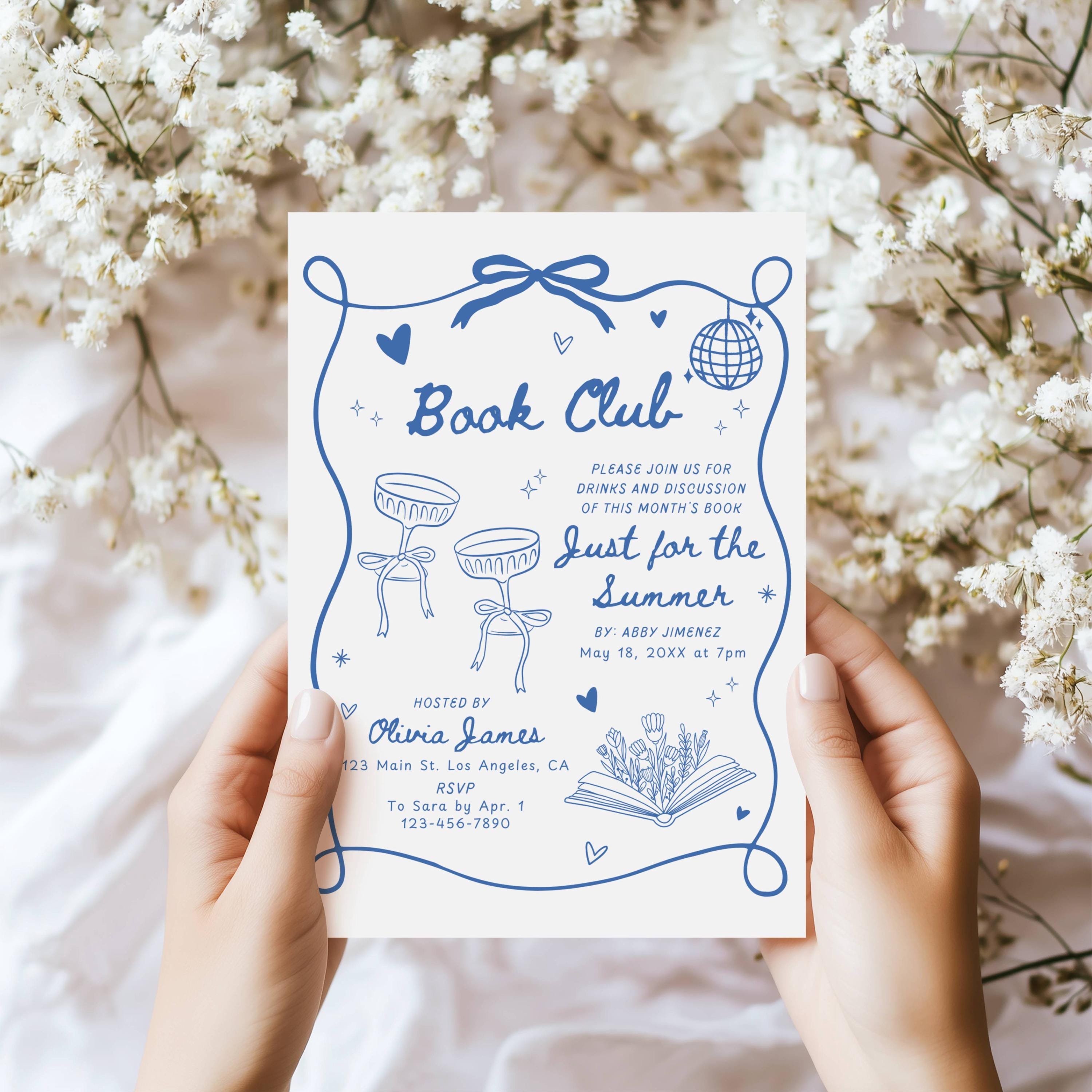 Reading Event Invite Book Club Invitation Template, Whimsical Hand Drawn Book Party ...