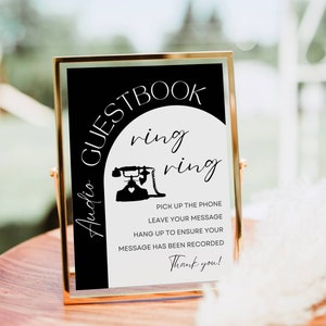 Audio Guestbook Sign, Modern Minimalist Wedding Sign, Phone Message Guest Book, Pick Up The Phone, Leave A Message, Shower Decor Printable