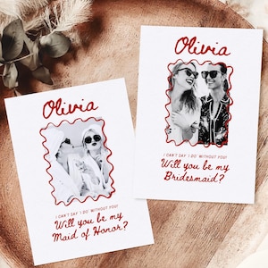 Bridesmaid Proposal Card Template, Hand Drawn Will You Be My Bridesmaid Card, Photo Bridesmaid Maid of Honor Proposal Invite Gift Editable