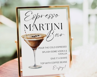 Espresso Martini Bar Sign, Espresso Martini Cocktail Print, Signature Drink Bar Menu Template, Cocktail Poster, Moderne Baby Bruidsdouche
