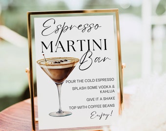 Espresso Martini Bar Sign, Espresso Martini Cocktail Print, Signature Drink Bar Menu Template, Cocktail Poster, Modern Baby Bridal Shower