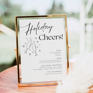 Holiday Cheer Bar Sign, Christmas Holiday Drink Menu Template, Holiday Party Bar Menu, Editable Office Party Bar Menu Drink Sign Printable
