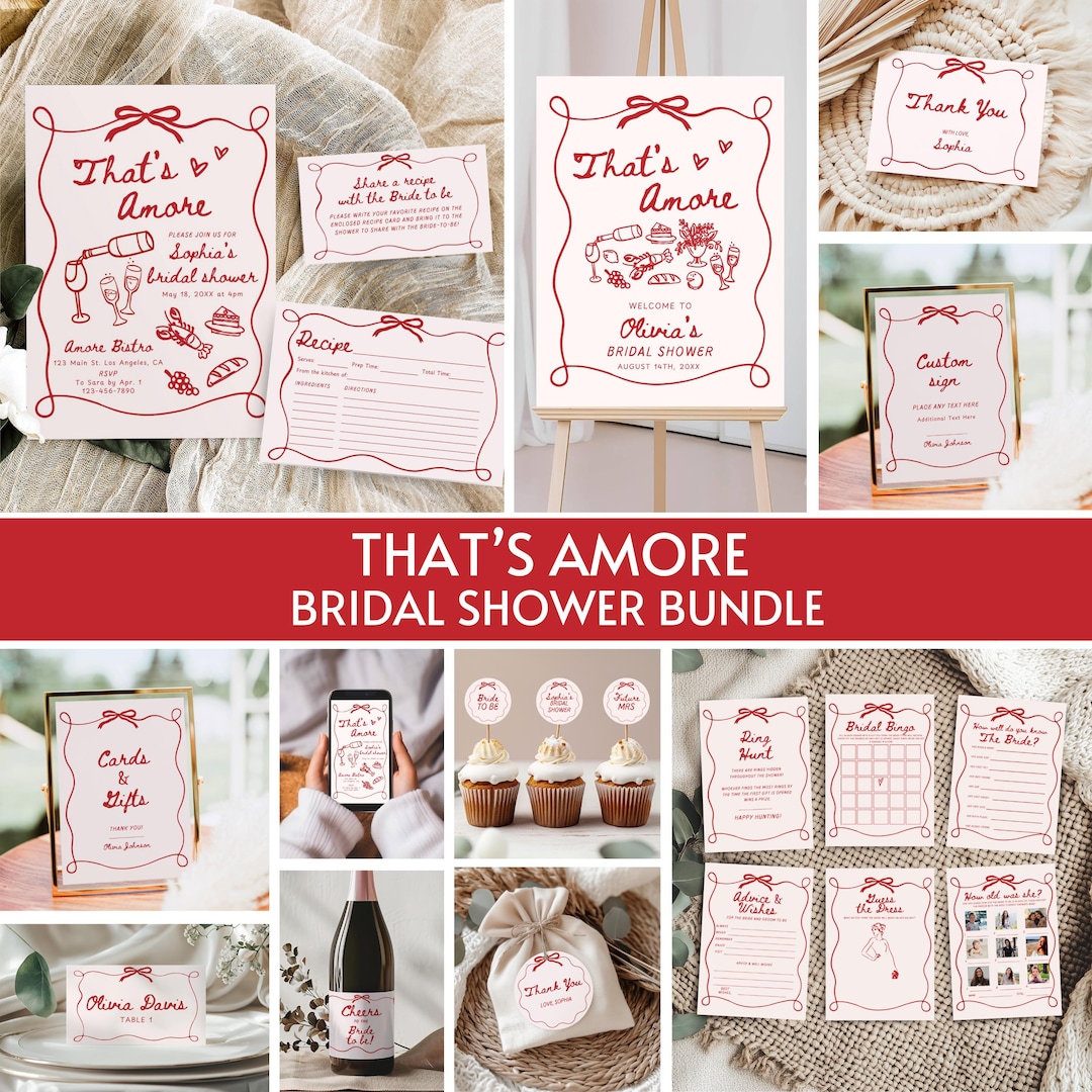 That's Amore Bridal Shower Bundle, Italian Bridal Shower Dinner Invite ...