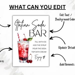 Italian Soda Bar Sign Soda Bar Mocktail Print Signature Drink Bar
