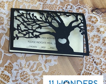 Heart Tree Card/ Wedding Invitation for Cricut/Silhouette (Vector Svg Dxf Eps Paper) Papercut Laser Cut Template