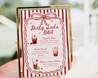 Valentine's Dirty Soda Bar Sign Template, Galentines Party Soda bar Mocktail Print, Signature Drink Menu, Non Alcoholic Pop Bar Shower Decor