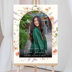 Graduation Party Welcome Sign Template, Wildflower Floral Grad Party Welcome  Sign, Modern Boho Arch Photo Graduation Welcome Sign Poster