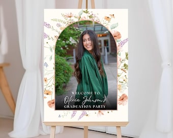 Graduation Party Welcome Sign Template, Wildflower Floral Grad Party Welcome  Sign, Modern Boho Arch Photo Graduation Welcome Sign Poster
