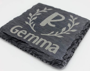 Personalized Monogram Slate Coasters | Housewarming Gift | New Home Gift | Anniversary Gift | Wedding Gift | Christmas Gift