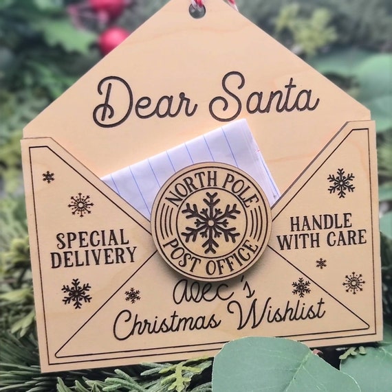 Personalized Christmas Wishlist Ornament | Large Dear Santa Envelope Ornament| Christmas Wishlist Holder | 2023 Christmas Wishlist Ornament