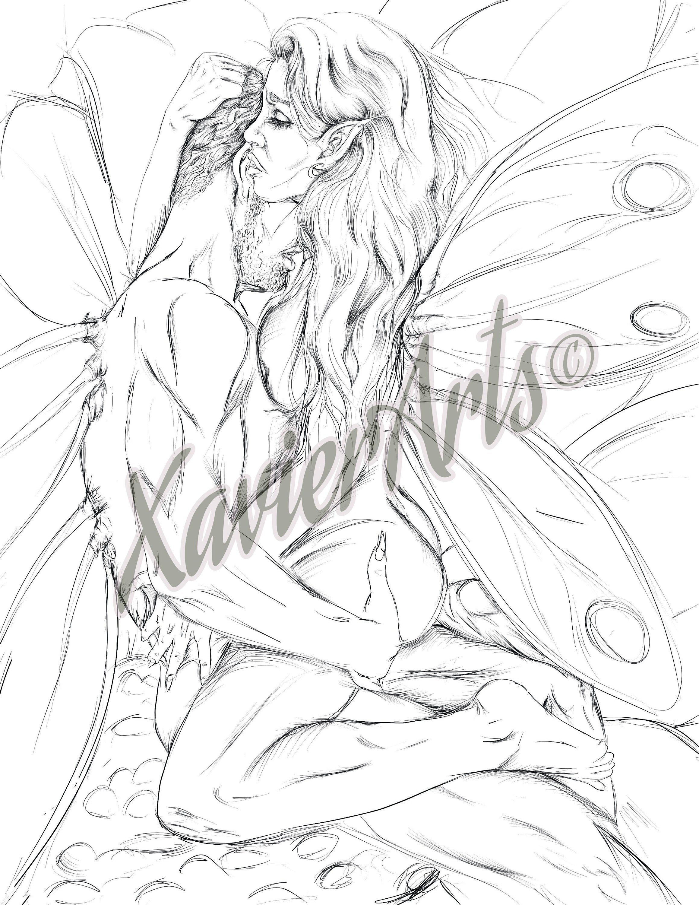 Nude Fairy Coloring Sheet NSFW Mature Content - Etsy