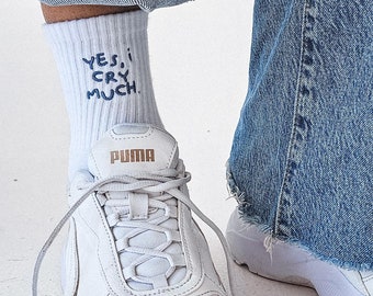 Custom embroidered white socks custom gift for her custom gift for him personalized gift unique gift for valentine custom crew white sokcs