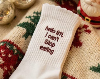 Custom embroidered woman white socks custom gift for her custom personalized ruffle socks unique gift for Christmas custom crew white socks