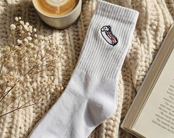 Sausage Dog Socks Dachshund dog socks Dachshund embroidered socks gift for Dachshund lover dog lover socks white tennis socks dog dackel