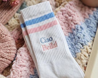 Custom embroidered socks custom Anniversary personalized gift personalize gift for Valentines day custom crew white sokcs Lovers gift