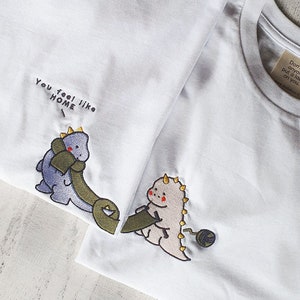 Matching t-shirts embroidered dinosaur shirts for couple or friends anniversary gift for her gift for him christmas matching gift for her