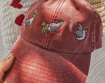 Cap with seagull summer cute embroidered cap vintage summer cap dad embroidered cap custom gift idea food theme embroidered cap
