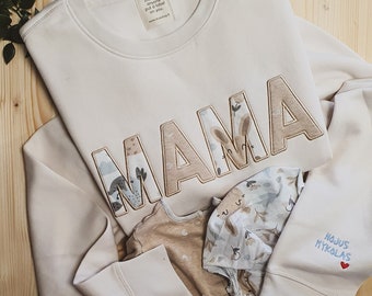 Cadeau brodé maman bébé tenue souvenir appliques sweat-shirt cadeau pour maman t-shirt maman personnalisé cadeau swearshirt maman pour maman personnaliser