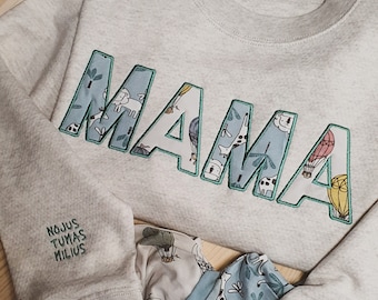 Mamá bordado bebé traje recuerdo apliques sudadera regalo para mamá personalizada mamá camisa mamá personalizado swearshirt regalo para mamá personalizar