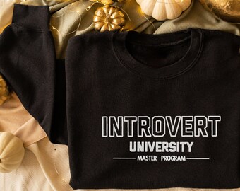 Geborduurd introvert universitair sweatshirt, hoge kwaliteit, huiselijke ronde hals