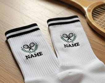 Calcetines de tenis bordados, calcetines de remo, calcetines de tenis personalizados. Regalo de tenis personalizado para jugadores y equipos.
