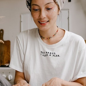 Sassy quote embroidered t-shirt gift for her birthday gift for him anniversary gift for him funny gift for her embroidered text tshirt