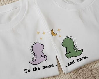 Matching t-shirts with dinosaurs custom dinosaur shirts for couples matching Christmas gift Matching gift for family Matching Outfits