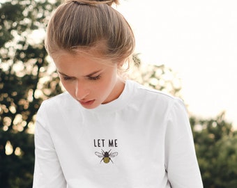 Save the bees Organic Embroidered T-shirt, Eco Friendly Shirt, High Quality Unisex Peta Vegan Approved tee, Sustainable and  Ethical made
