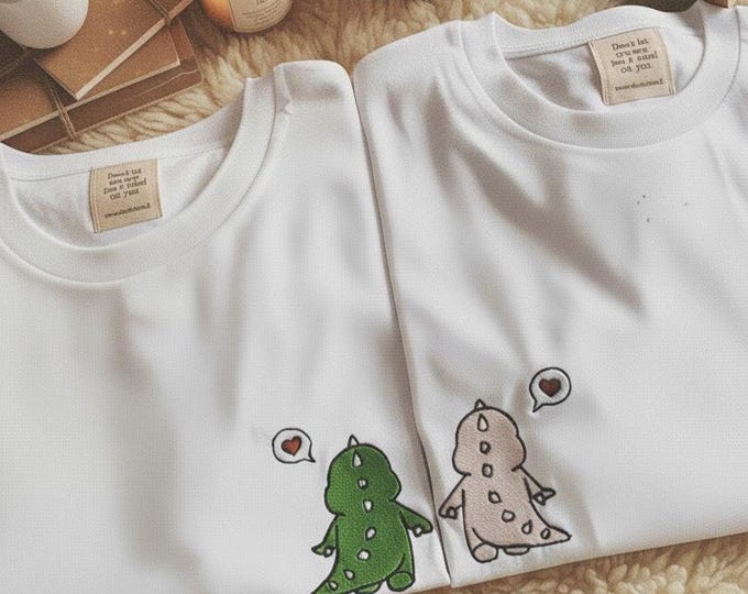 Matching t-shirts with dinosaurs Cute dinosaur shirts for couples gift for best friends matching Christmas gift Matching gift for family
