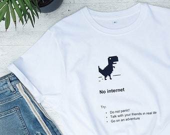 No Internet Organic T-shirt, Eco Friendly Shirt, High Quality Unisex Peta Vegan Approved Sustainable Funny Fair made