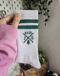 Custom embroidered socks custom gift for Anniversary personalized gift unique gift for Easter custom crew white sokcs Stocking Stuffers product logo