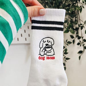 Dog mom socks embroidered socks with dog gift for dog mom gift for dog lover dog dad socks dog lover socks with dog funny dog socks