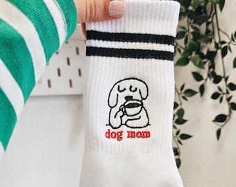 Dog mom socks embroidered socks with dog gift for dog mom gift for dog lover dog dad socks dog lover socks with dog funny dog socks