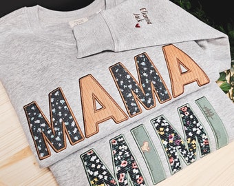 Embroidered Baby Outfit Keepsake Applique Sweatshirt Gift for Mom Personalized Mama Shirt Mama custom swearshirt gift for mom customize