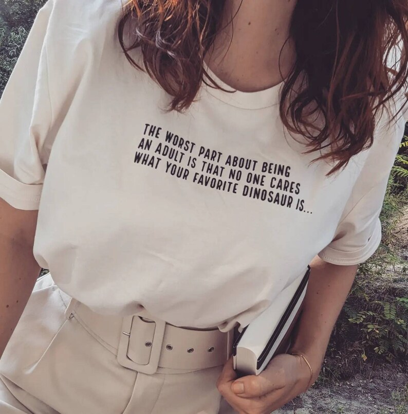 Dinosaur T-shirt dino fan shirt gift for dinosaur lover tshirt with dinosaur funny dinosaur t shirt funny text about dinosaurs gift for her image 1