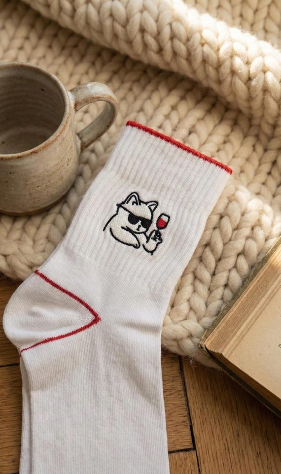 Cat mom socks embroidered socks with cat gift for cat mom gift for cat lover cat dad socks Cat lover socks with cat funny cat socks