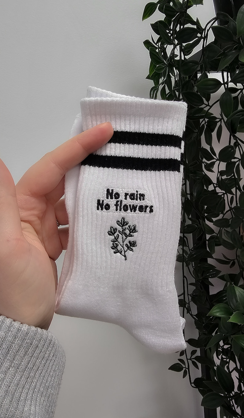 Custom embroidered socks custom gift for her custom gift for him personalized gift unique gift for Easter custom crew white sokcs zdjęcie 4