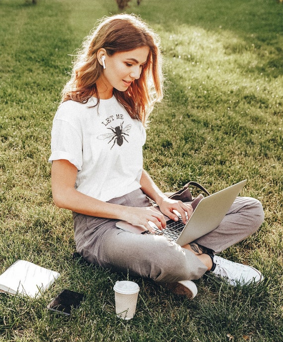 Save the bees vintage Organic Embroidered T-shirt, Eco Friendly Shirt, High Quality Unisex tee, Sustainable and  Ethical made