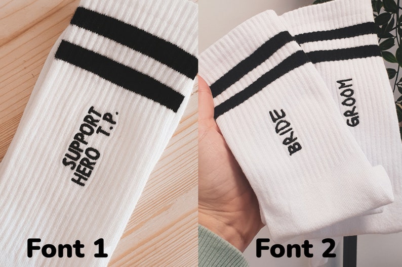 Chaussettes brodées personnalisées, cadeau personnalisé pour elle, cadeau personnalisé pour lui, cadeau personnalisé, cadeau unique pour Pâques, chaussettes blanches personnalisées image 3