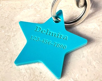 Pet dog tag, dog ID Tag, Star Dog tag, Star pet id tag, cute pet id tag, cute dog tag, Dog tag, engraved pet gift, personalized dog tag