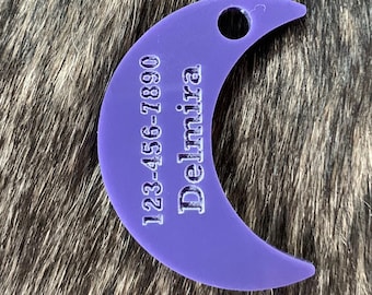 Pet Dog Tag, Dog ID tag, Moon Dog Tag, Luna Dog Tag, engraved pet tag, cute pet id tag, Moon id tag, cute dog tag, Dog collar tag, pet tags