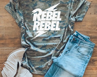 Rebel Rebel Tee, Cute Tee, Music T- Shirt, Super soft Tee, Badass Shirt, Personalized Gifts