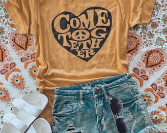 Come Together T-Shirt- Crew Neck Unisex Tee, Peace T-Shirt, American Shirt, Hippie Shirt, Unisex Tee, Love Tee