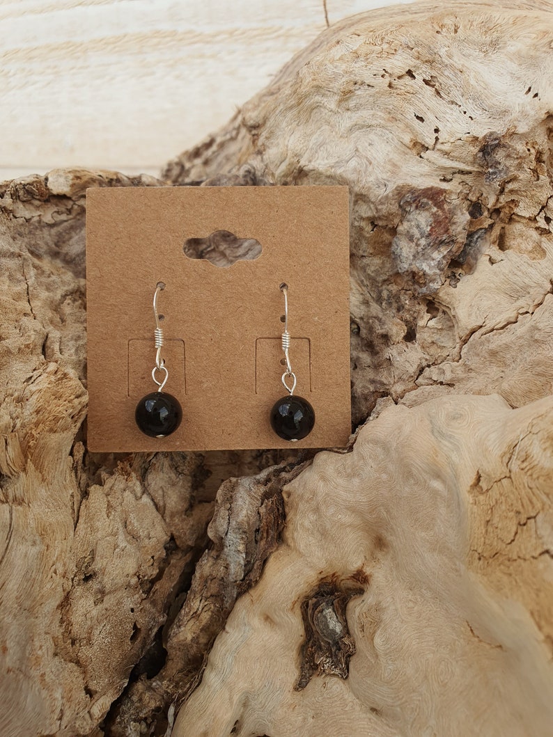 Onyx and Silver for Women/'s Hanging Earrings