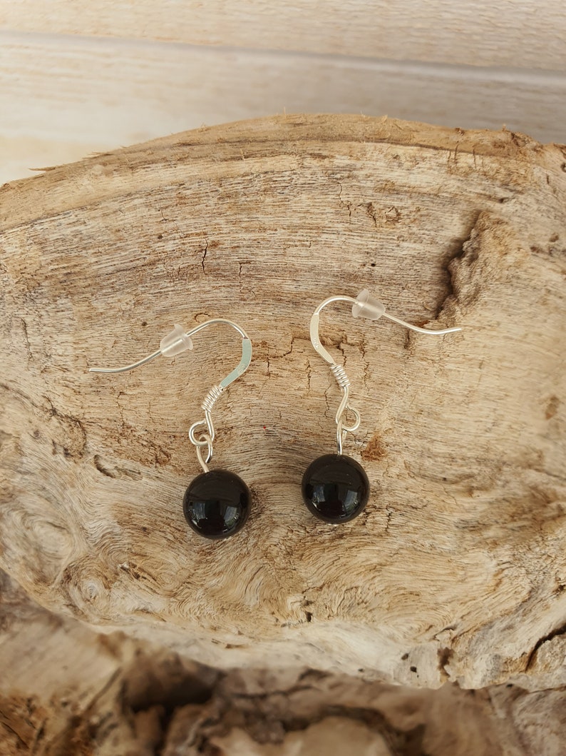 Onyx and Silver for Women/'s Hanging Earrings
