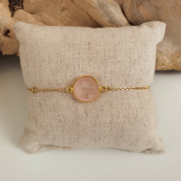 BRACELET QUARTZ ROSE et Or