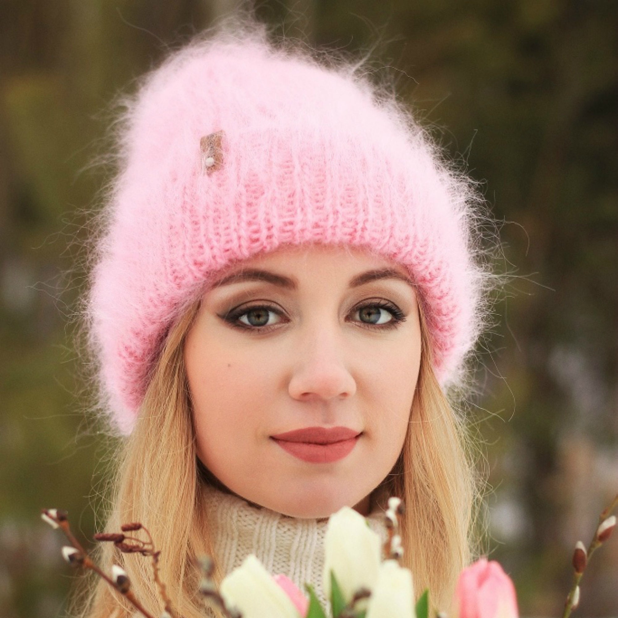 Fluffy hat women's hat knitted hat mohair hat pink Etsy