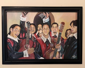 Salud y Alegría Bardos - Expressionism Acrylic Painting – Musicians Live, Figurative Wall Art (24x36”